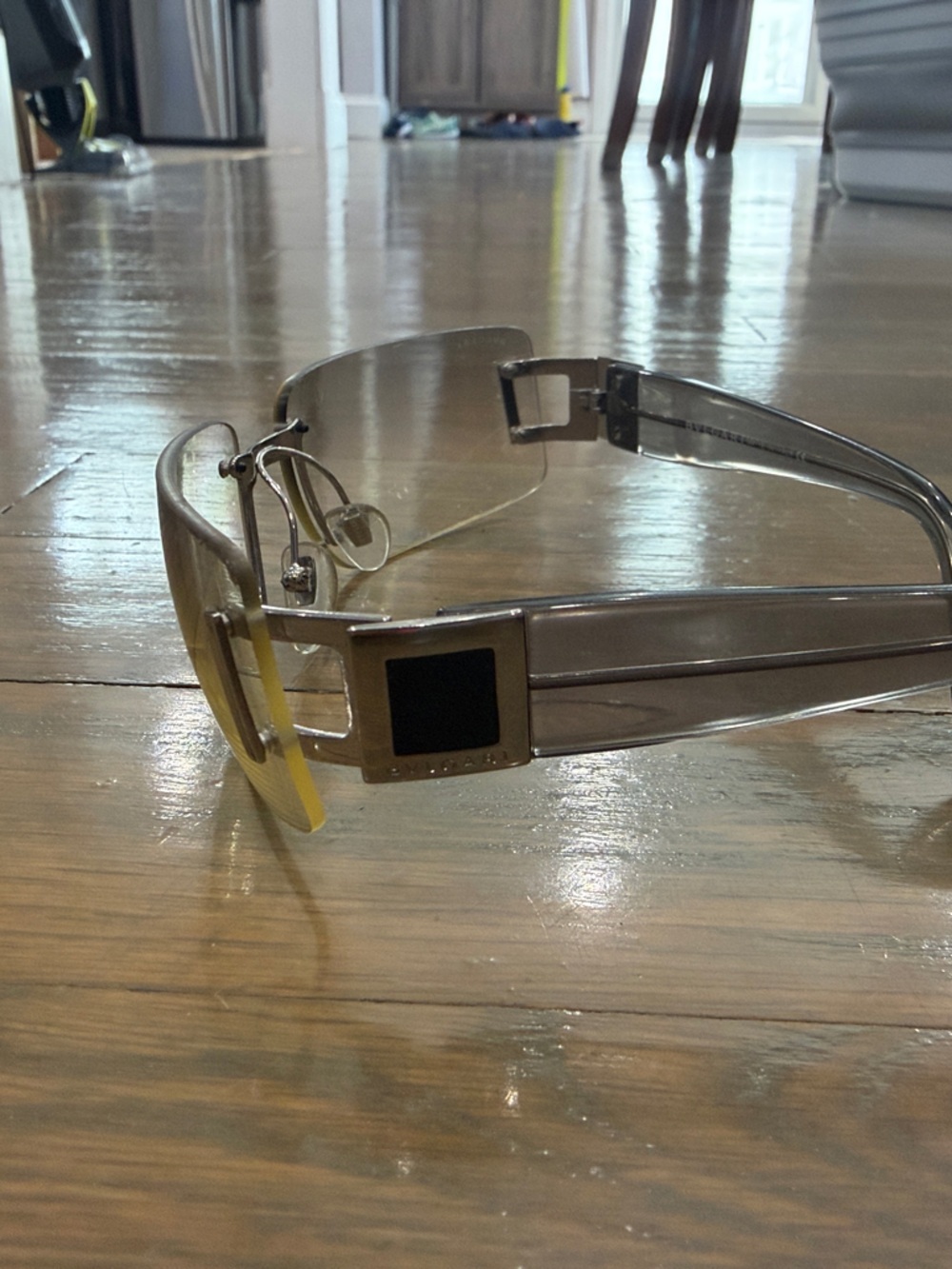 Vintage BVLGARI silver gradient y2k Rimless Sunglasses with case - Picture 8 of 15